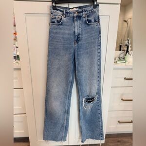 Zara Light Blue Straight Leg Jeans